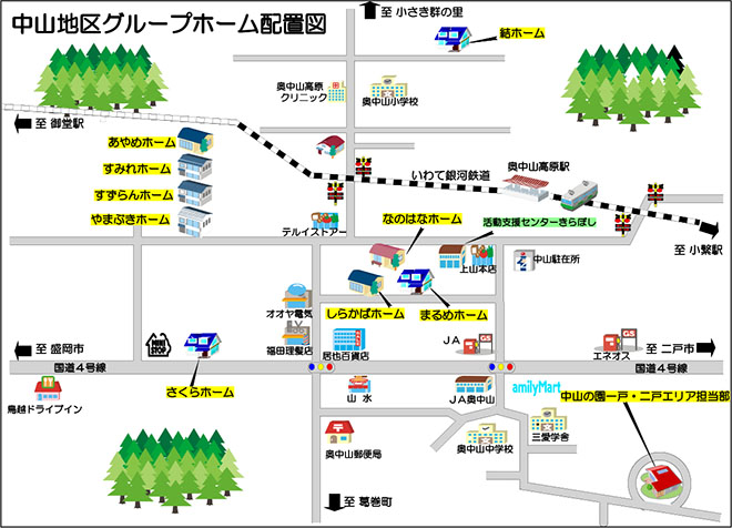 中山地区グループホーム配置図